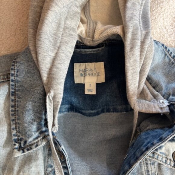 Jean Jacket with Jersey Hood - Picture 1 of 3